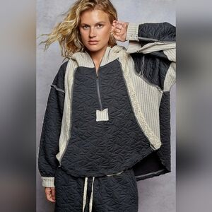 #1166 POL Vintage Washed Quilted Woven Hoodie